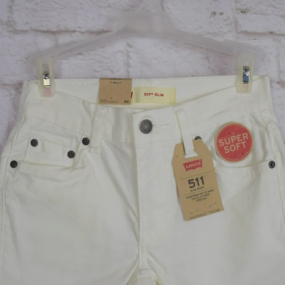 💰3/$25 NWT Levi's 511 Kids White Slim Shorts Super Soft Size 8